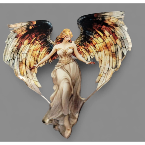 Angel Wing Brooch Pin-Stained Glass Style Lapel Costume Jewelry Multicolor - Picture 1 of 5